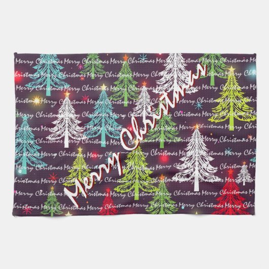 Festive Christmas Luxury Christmas Trees キッチンタオル (横)