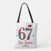 Festive Christmas Meme Six Seven 67 6 7 Holiday トートバッグ (裏面)