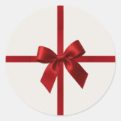 FESTIVE CHRISTMAS modern gift red ribbon bow ラウンドシール (正面)