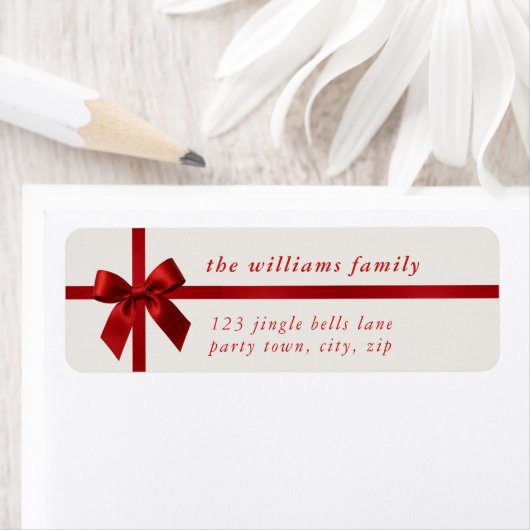 FESTIVE CHRISTMAS modern gift red ribbon bow ラベル (インサイチュ)