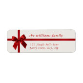 FESTIVE CHRISTMAS modern gift red ribbon bow ラベル (正面)