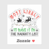 Festive Christmas Most Likely to Make Naughty List シール (シート)