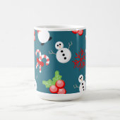 Festive Christmas Mug – Cute Snowmen & Candy Canes コーヒーマグカップ (中央)