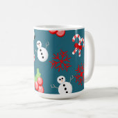 Festive Christmas Mug – Cute Snowmen & Candy Canes コーヒーマグカップ (正面右)