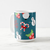 Festive Christmas Mug – Cute Snowmen & Candy Canes コーヒーマグカップ (正面左)