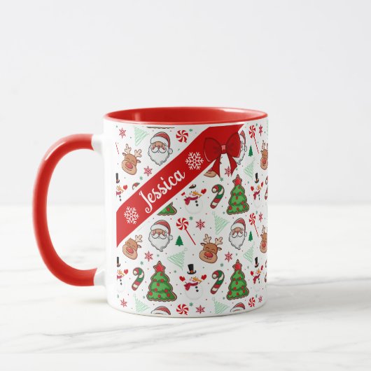 Festive Christmas Mug – Santa & Reindeer  マグカップ (左)