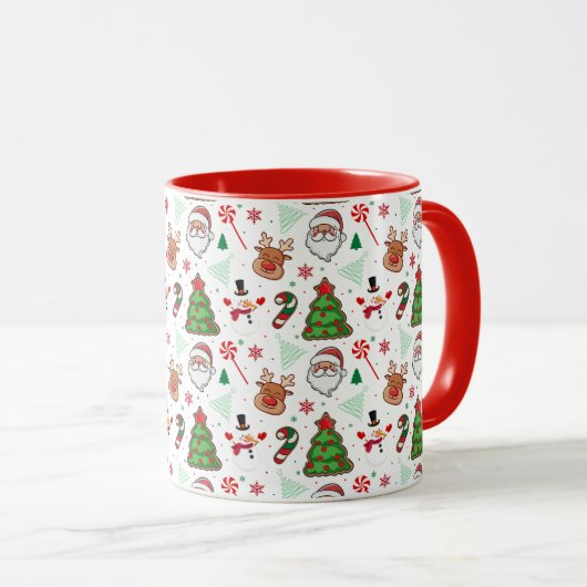 Festive Christmas Mug – Santa & Reindeer  マグカップ (正面右)