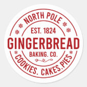 Festive Christmas North Pole gingerbread ラウンドシール (正面)