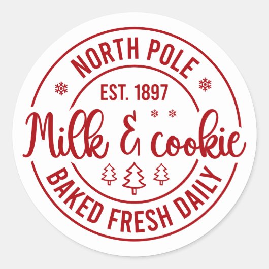 Festive Christmas North Pole milk cookie ラウンドシール (正面)