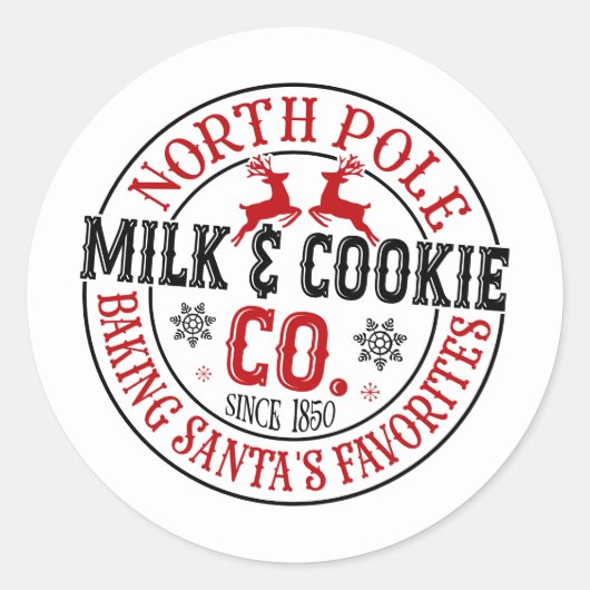 Festive Christmas North Pole Milk Cookie Company ラウンドシール (正面)