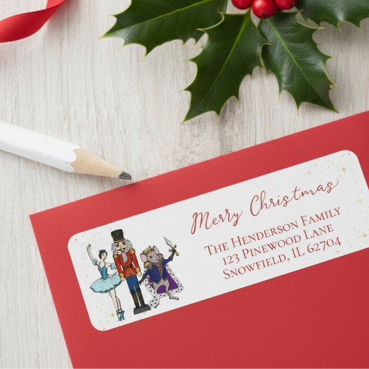 Festive Christmas Nutcracker Ballet Return Address ラベル