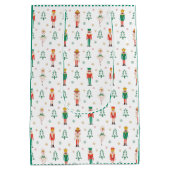 Festive Christmas Nutcracker Green Striped ミディアムペーパーバッグ (裏面)