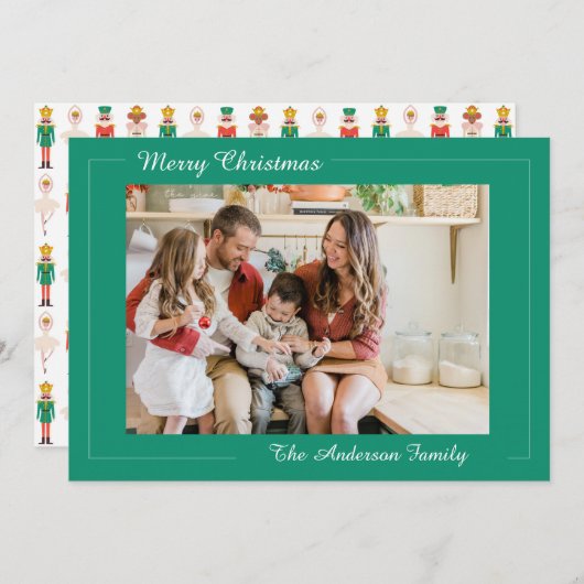 Festive Christmas Nutcracker Photo  シーズンカード (正面/裏面)