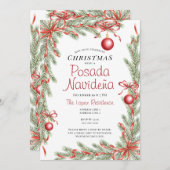 Festive Christmas Ornament Mexican Posada Navideña 招待状 (正面/裏面)