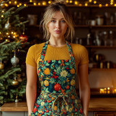 Festive Christmas Ornaments and Foliage Pattern エプロン