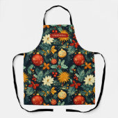 Festive Christmas Ornaments and Foliage Pattern エプロン (正面)