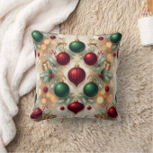 Festive Christmas Ornaments Holiday Throw Pillow クッション (ブランケット)