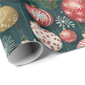 Festive Christmas Ornaments Illustrations ラッピングペーパー (ロールコーナー)