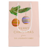 Festive Christmas Ornaments Personalized ミディアムペーパーバッグ (裏面)
