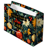 Festive Christmas Ornaments with Name Area ラージペーパーバッグ (正面アングル)