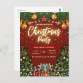 Festive Christmas Party Invitation ポストカード (正面/裏面)