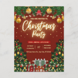 Festive Christmas Party Invitation ポストカード