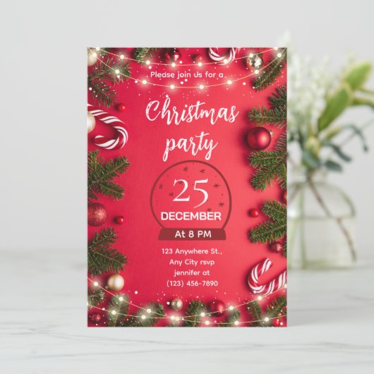 Festive Christmas Party Invitation 招待状 (スタンド正面)