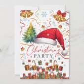 Festive Christmas Party Invitation Red Santa Hat 招待状 (裏面)