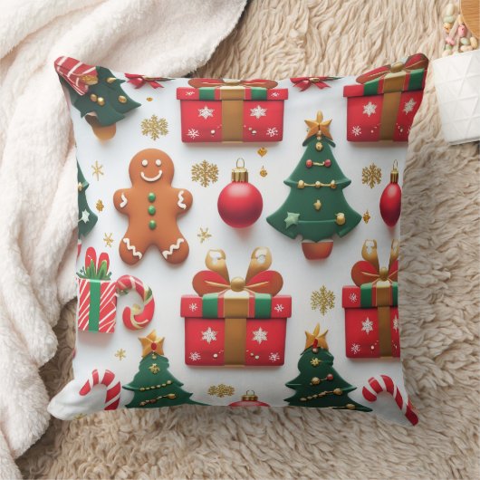 Festive Christmas Pattern クッション (ブランケット)