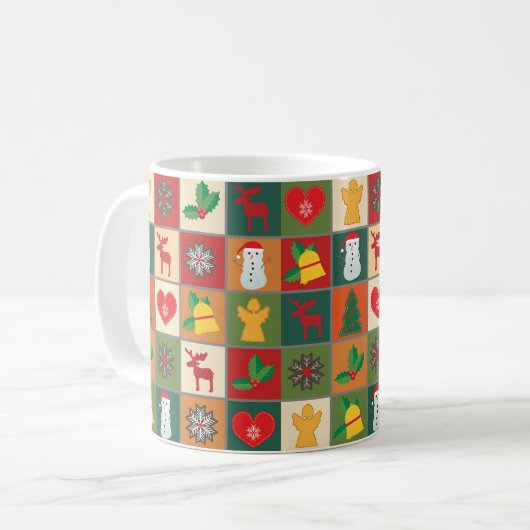 Festive Christmas Pattern コーヒーマグカップ (正面左)