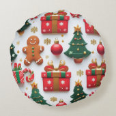 Festive Christmas Pattern ラウンドクッション (裏面)