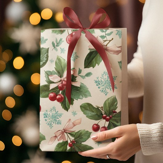 Festive Christmas Pattern Gift Bag ミディアムペーパーバッグ