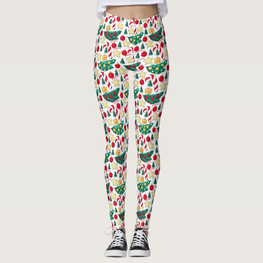 Festive Christmas Pattern Leggings レギンス (正面)