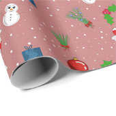Festive Christmas Pattern Wrapping Paper | Cute Sn ラッピングペーパー (ロールコーナー)
