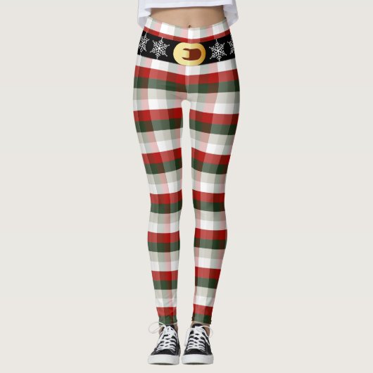 Festive Christmas | Plaid & Snowflake Belt レギンス (正面)