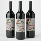 Festive Christmas Poinsettia Wine Label ワインラベル (ボトル)
