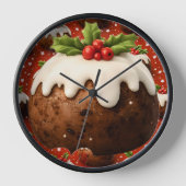 Festive Christmas pudding round wall clock 壁時計 (正面)