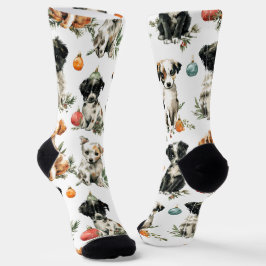Festive Christmas Puppy Socks for Family ソックス