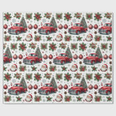 Festive Christmas Red Truck Pattern  ラッピングペーパー (フラット)