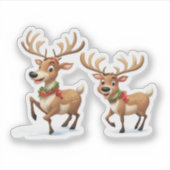 Festive Christmas Reindeer シール (正面)