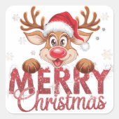 Festive Christmas Reindeer Home/Small Business スクエアシール (正面)