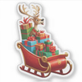 Festive Christmas Reindeer Sticker シール (正面)