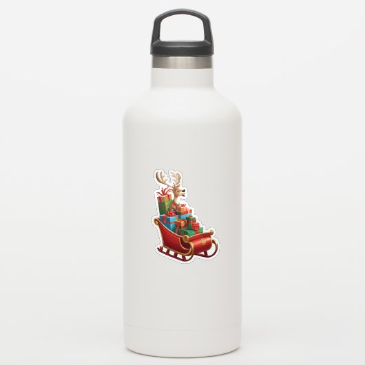 Festive Christmas Reindeer Sticker シール (ウォーターボトル)