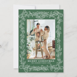 Festive Christmas Sage Green Bow Ribbon 3 Photo シーズンカード