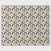 Festive Christmas Santa with Holly Wreaths Pattern ラッピングペーパー (フラット)