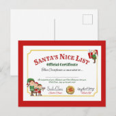 Festive Christmas Santa's Nice list  シーズンポストカード (正面/裏面)