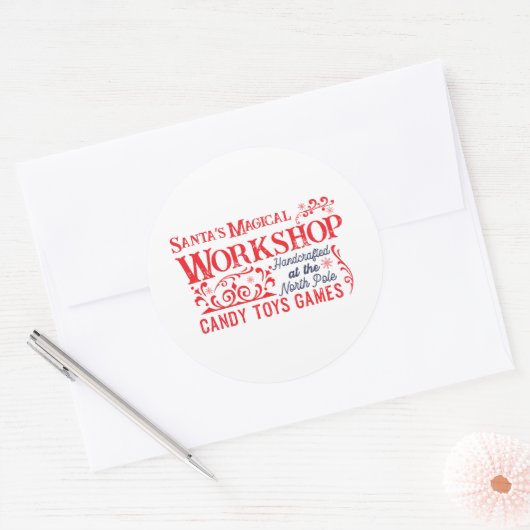 Festive Christmas Santa's workshop ラウンドシール (封筒)