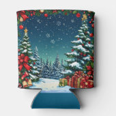 Festive Christmas Scene with Snowy Trees 缶クーラー (裏面)