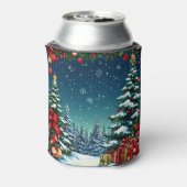 Festive Christmas Scene with Snowy Trees 缶クーラー (缶裏面)