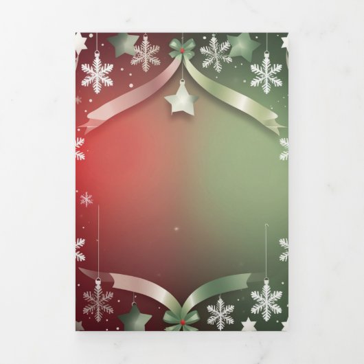 Festive Christmas Snowflake Frame with Stars  三つ折りカード (カバー)